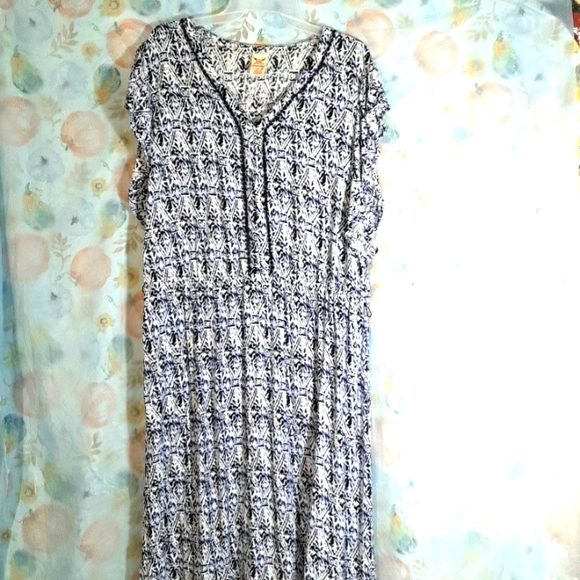 Faded Glory Blue Navy   White Print Sun Dress XL - Picture 1 of 6